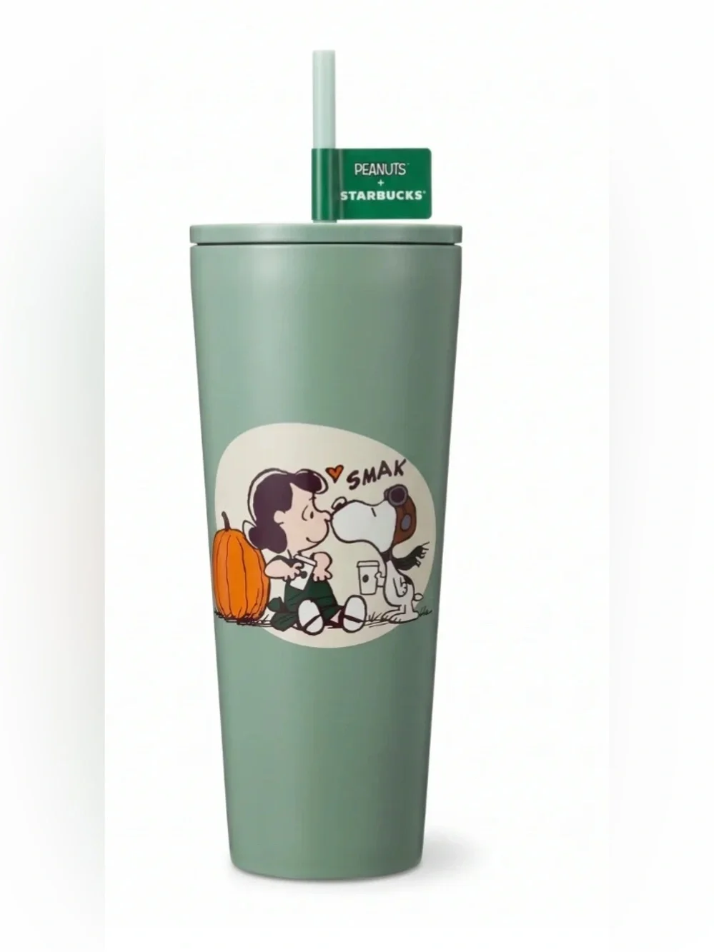 (3) Starbucks, Snoopy glass cold cup, stainless steel cold cup, & ceramic mug.